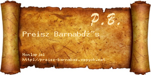 Preisz Barnabás névjegykártya